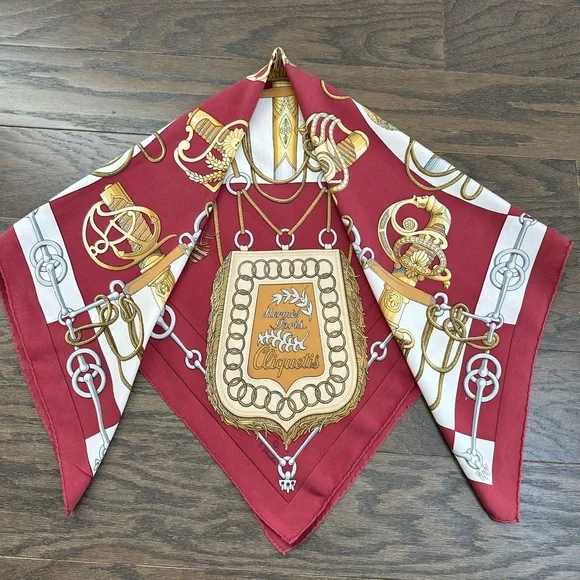 Hermès Red and Gold Scarf - Picture 9 of 10